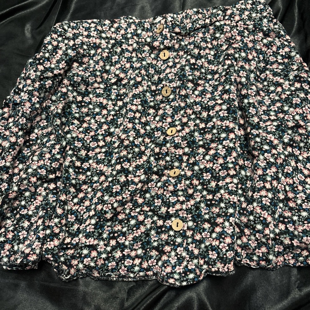 Maurices Black Floral Mini Skirt